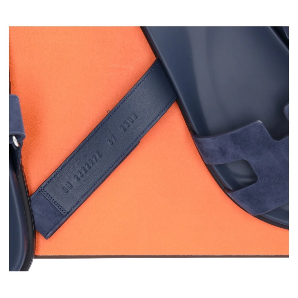 BNIB Hermes Chypre Sandals Women 37 Suede blue Celeste Navy Full Set - Picture 7 of 8